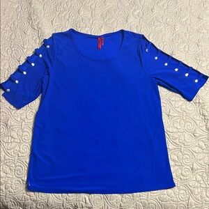 Scarlett Blue Embellished 3/4 Sleeve Blouse
